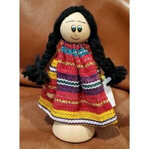 5 Inch 2015 Guatemalan Dios Te Bendiga Wooden God Bless You Doll Figurine